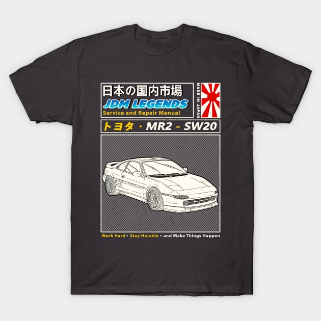 Toyota  MR2 SW20 1989 Car Manual Book Cover T-Shirt by Guyvit